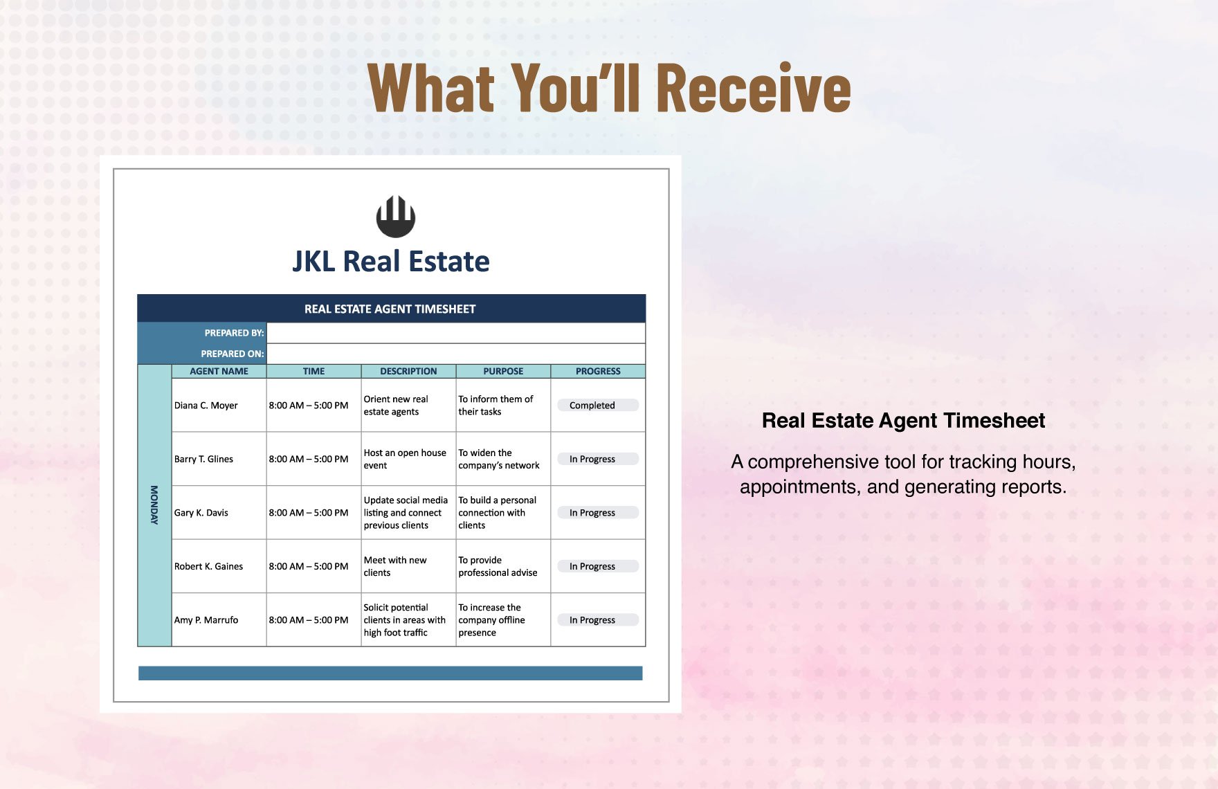 Real Estate Agent Timesheet Template