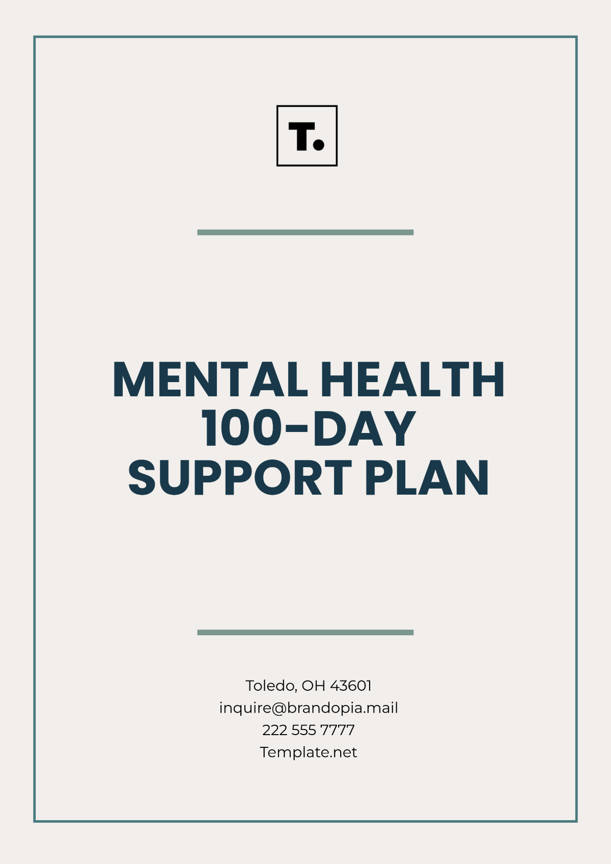 Mental Health 100-Day Support Plan Template - Edit Online & Download