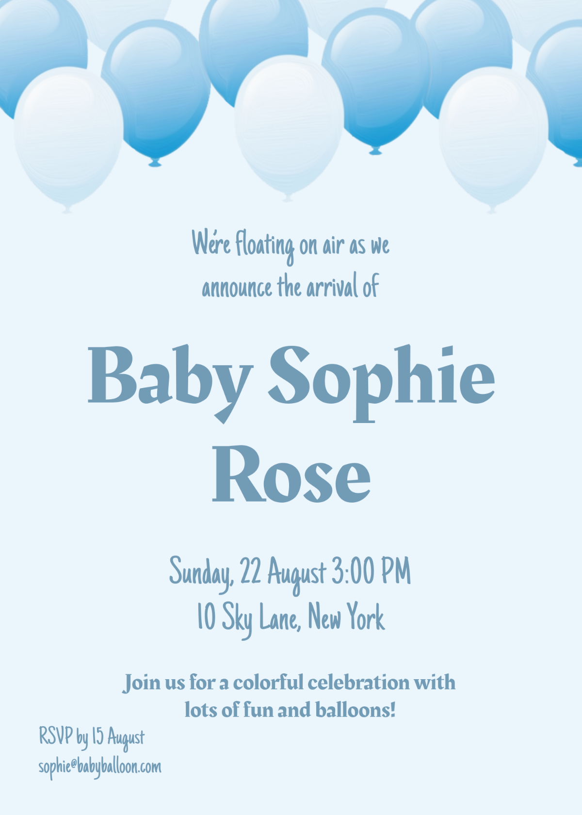 Free Balloon Baby Invitation Template - Edit Online & Download