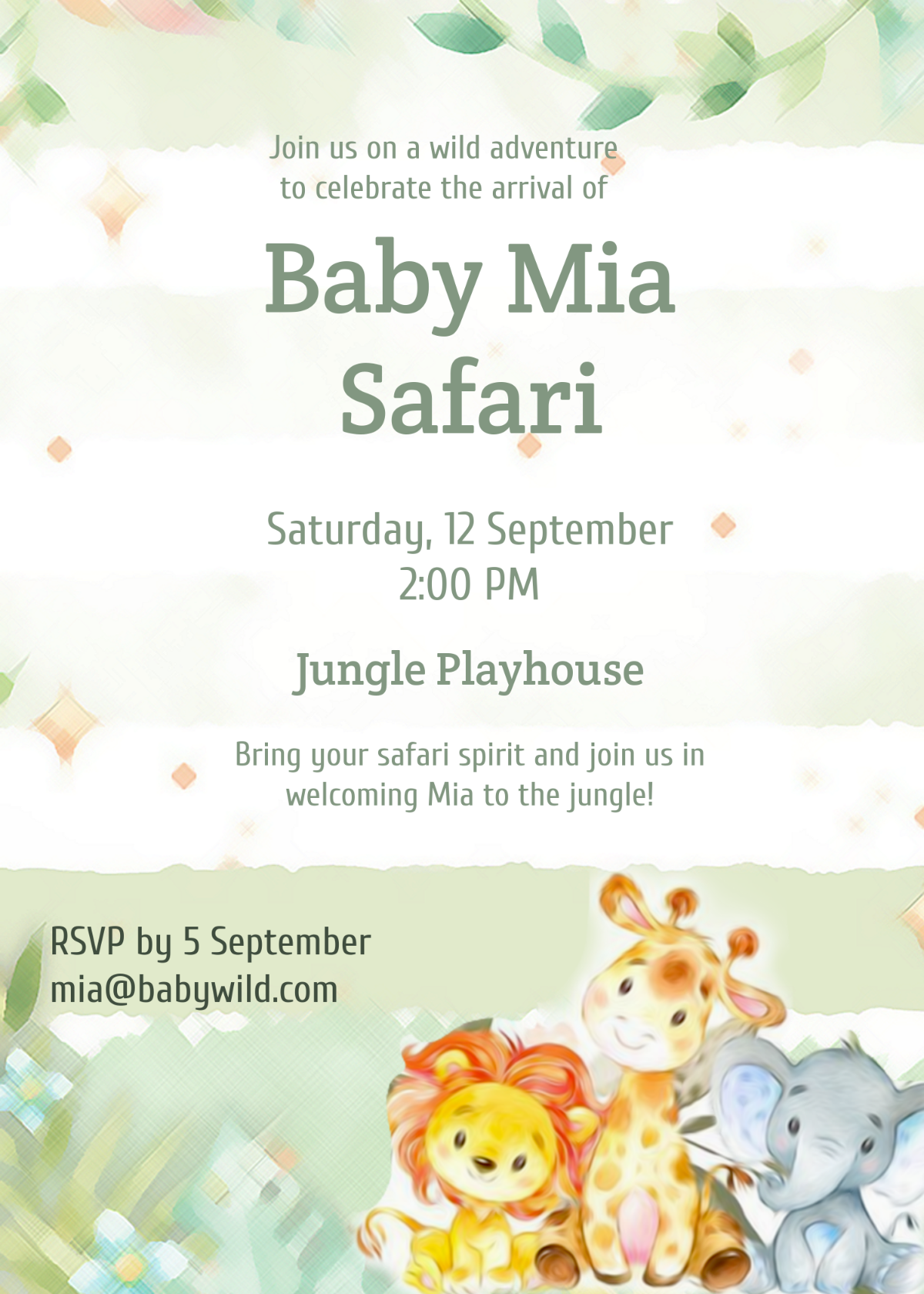 Free Safari Baby Invitation Template - Edit Online & Download