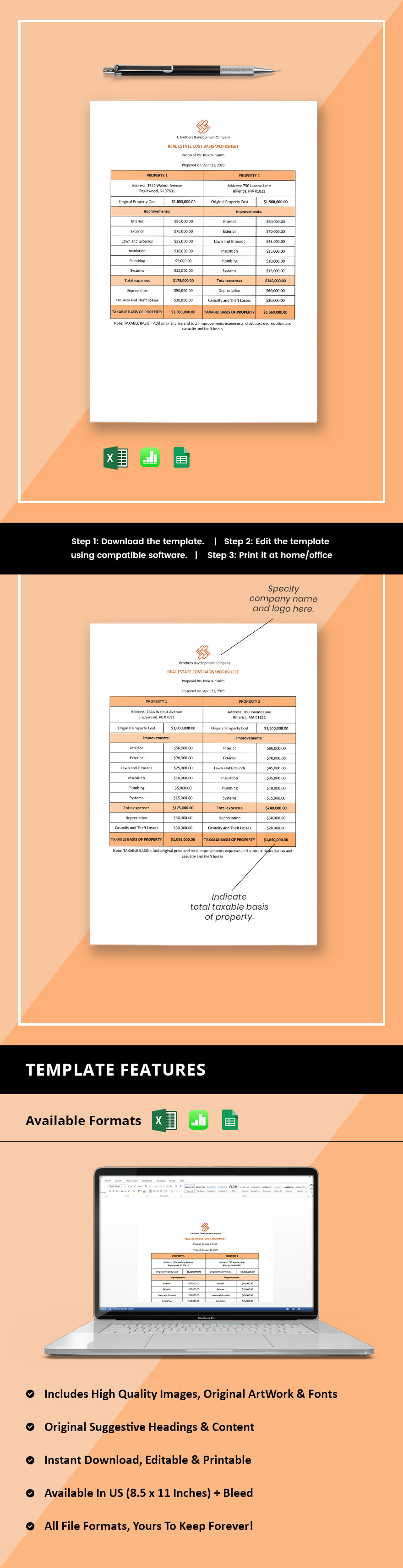 Real Estate Worksheet Template Google Sheets Excel Apple Numbers