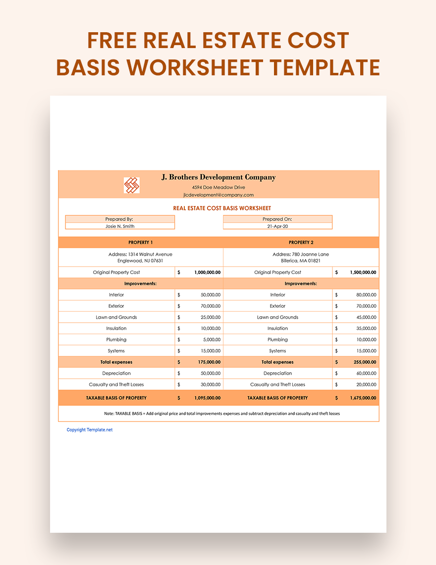 real-estate-cost-basis-worksheets