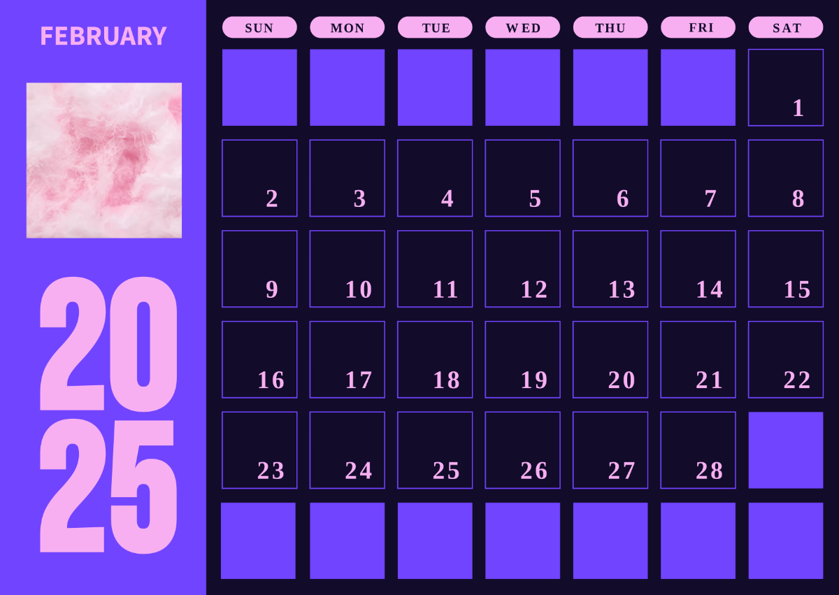 Free Simple February 2025 Calendar Template