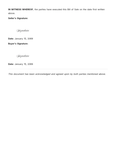 Free Simple Truck Bill of Sale Template to Edit Online