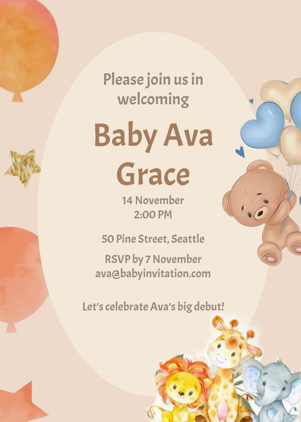 Free Creative Baby Invitation Template - Edit Online & Download