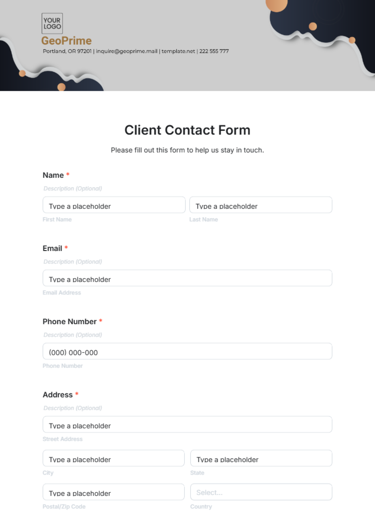 Free Client Contact Form Template