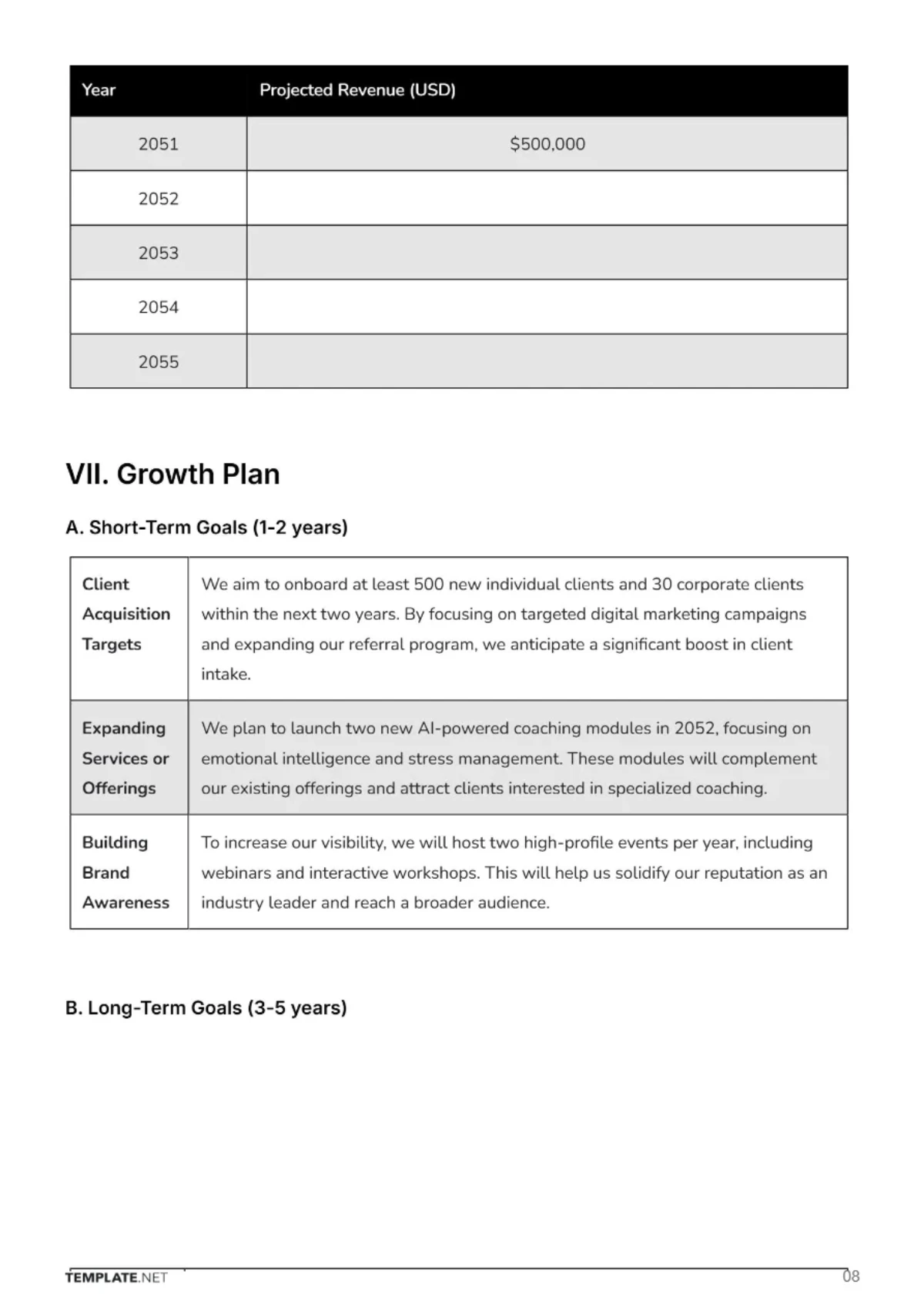 Free Coaching Business Plan Template to Edit Online