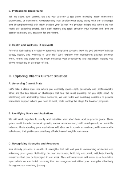Free Coaching Intake Session Plan Template to Edit Online