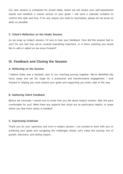 Free Coaching Intake Session Plan Template to Edit Online