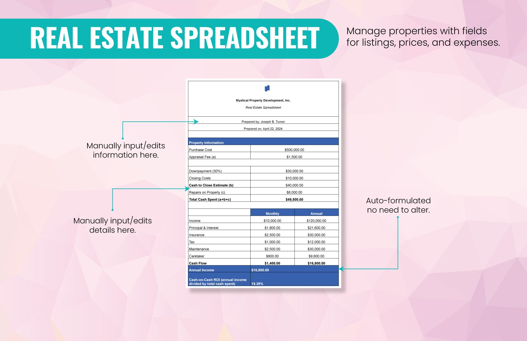 Real Estate Spreadsheet Template