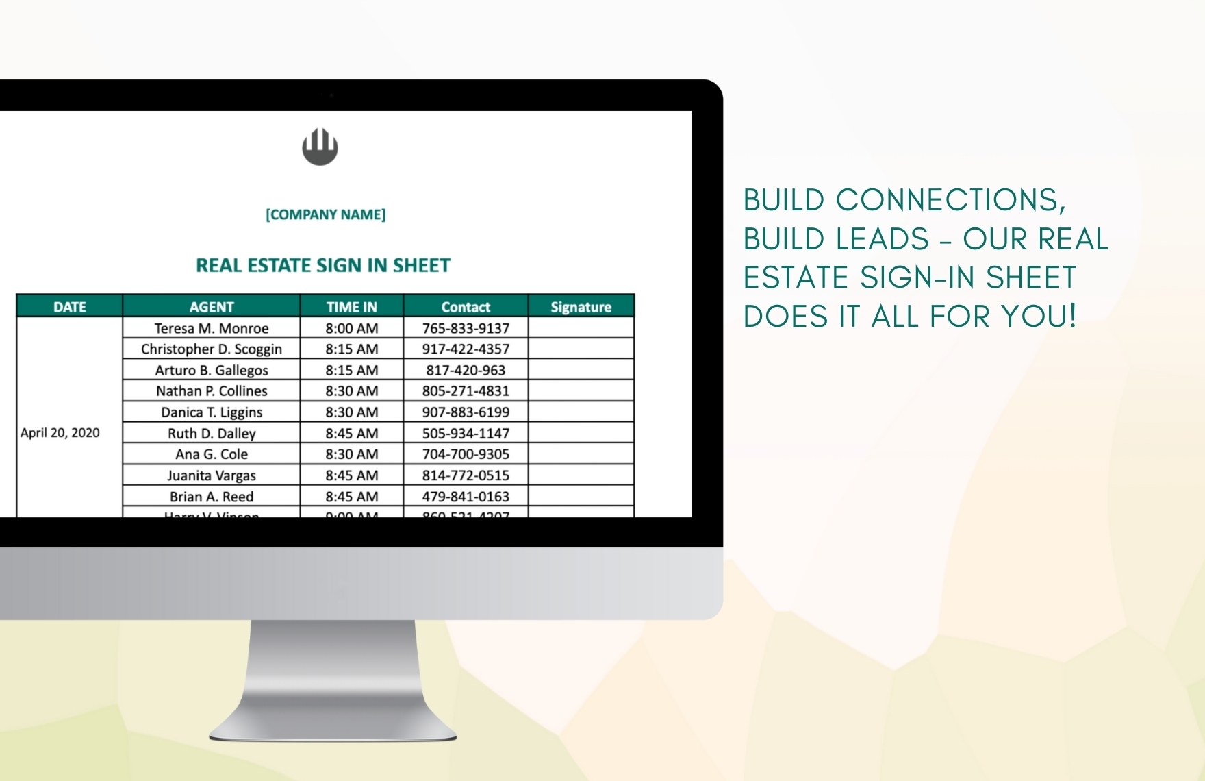 Real Estate Sign In Sheet Template