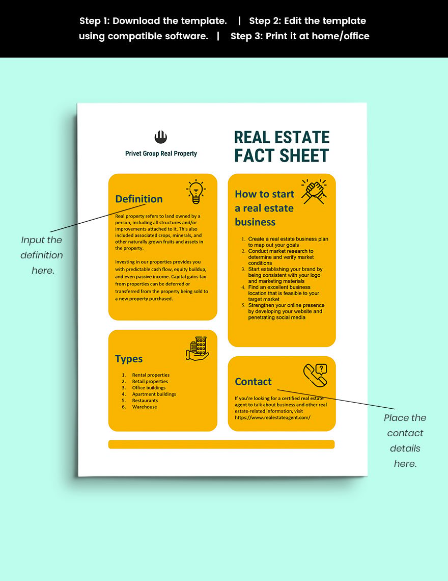 Real Estate Fact Sheet guide