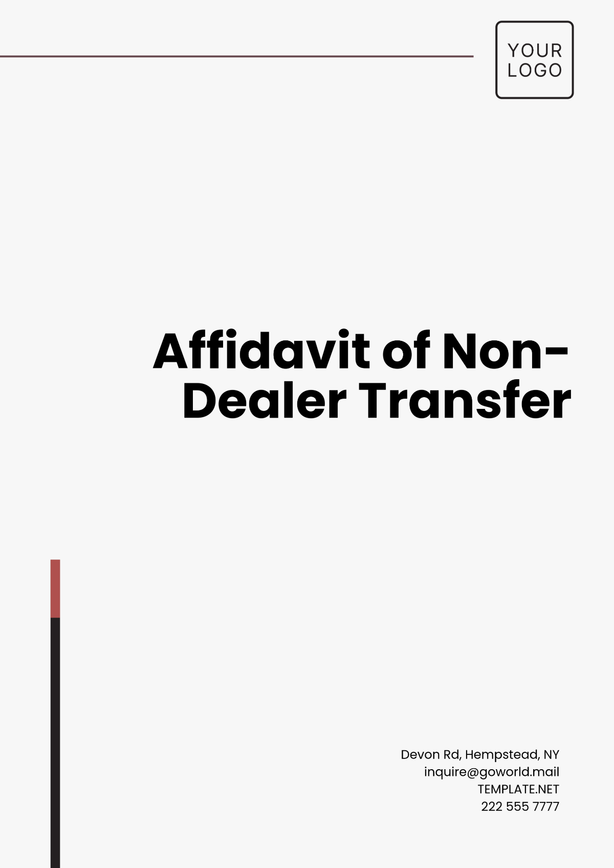 Free Affidavit of Non-Dealer Transfer Template