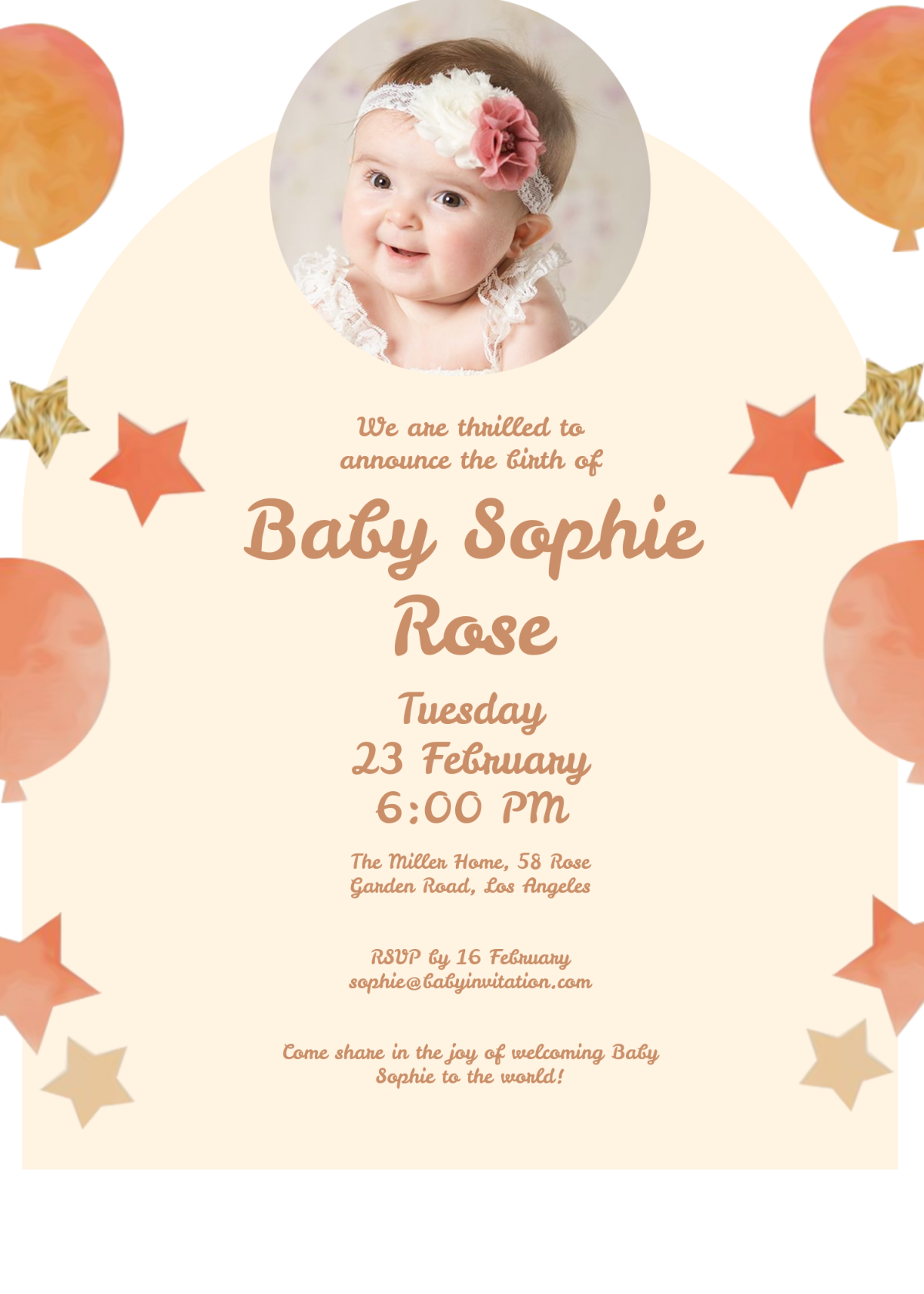 Baby Invitation with Photo Template