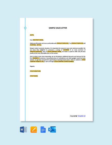 Sample Sales Letter Template In Google Docs Word Template