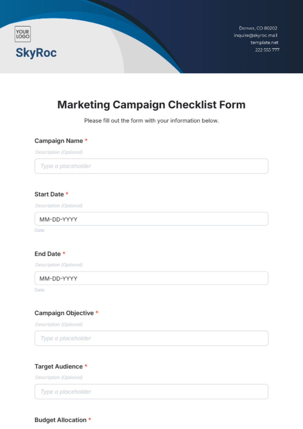 Free Marketing Campaign Checklist Form Template