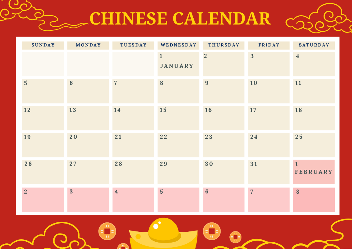 Free Chinese New Year Calendar Template