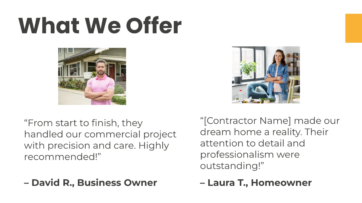 Free Contractor Presentation Template to Edit Online
