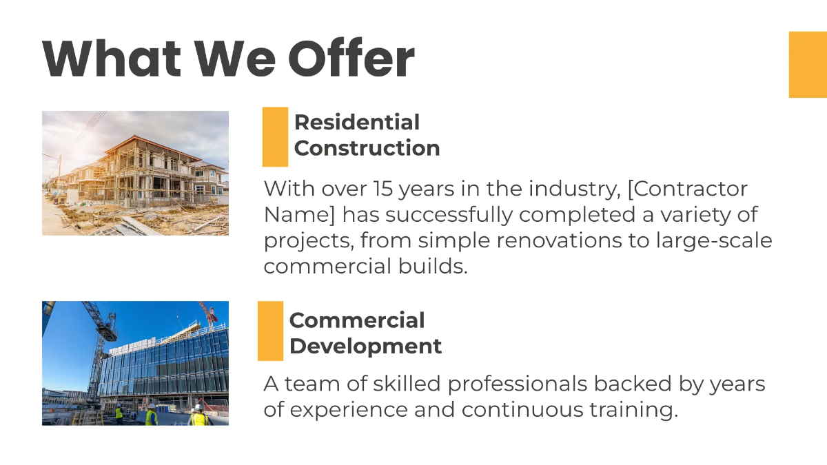 Free Contractor Presentation Template to Edit Online