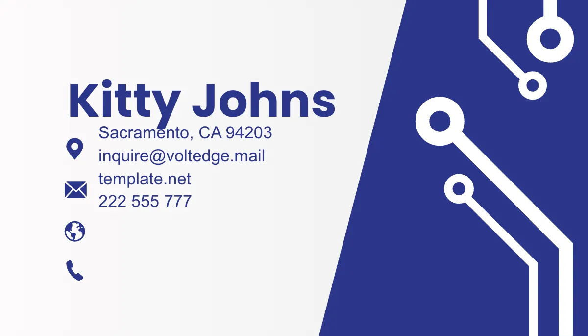Free Electronic Company Business Card Template to Edit Online