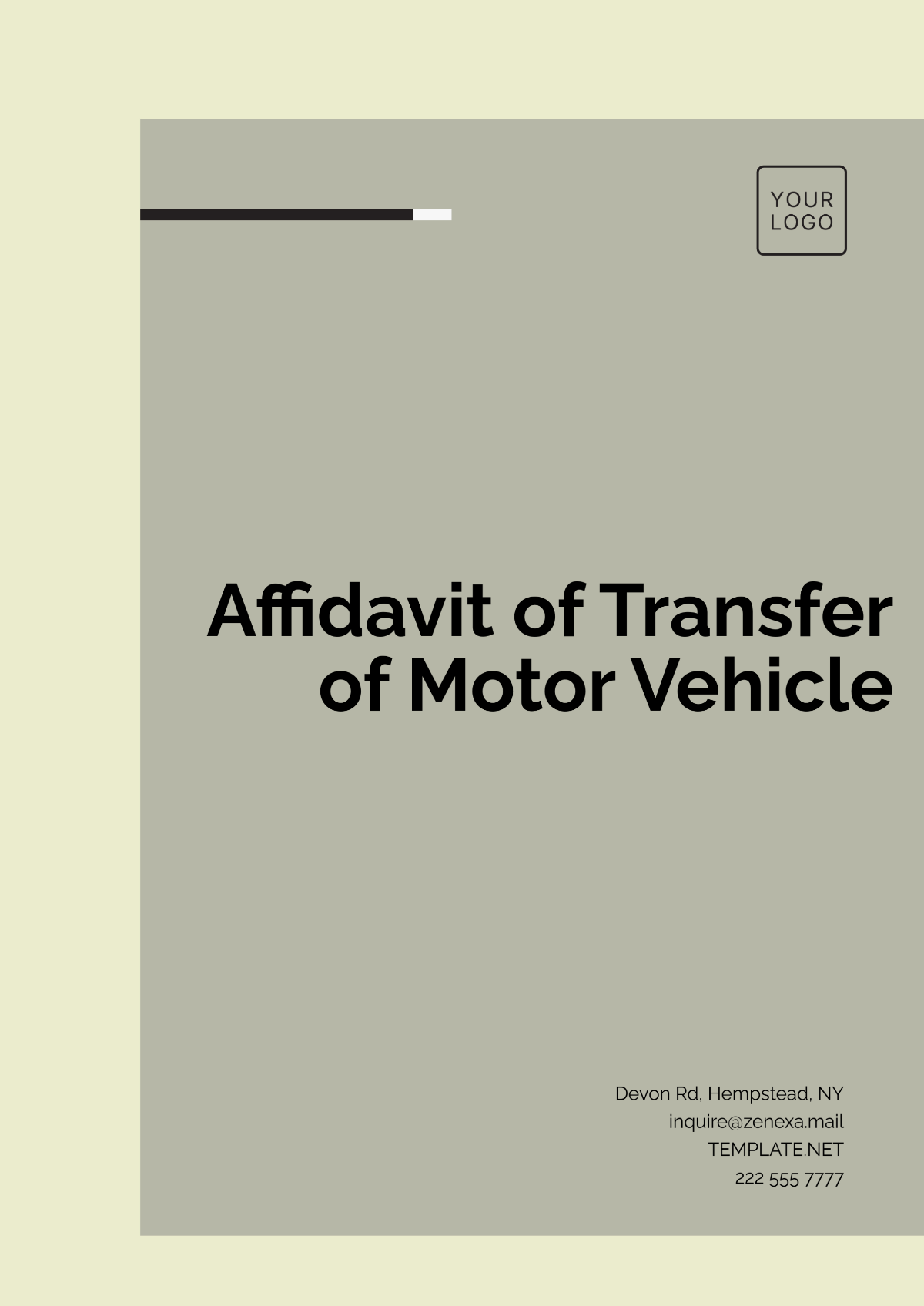 Free Affidavit for Transfer of Motor Vehicle Template