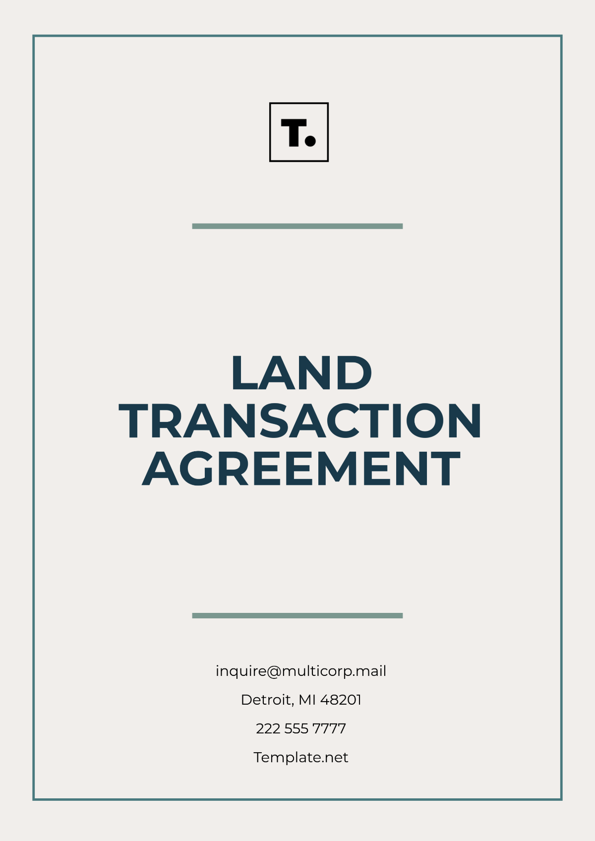 Free Land Transaction Agreement Template