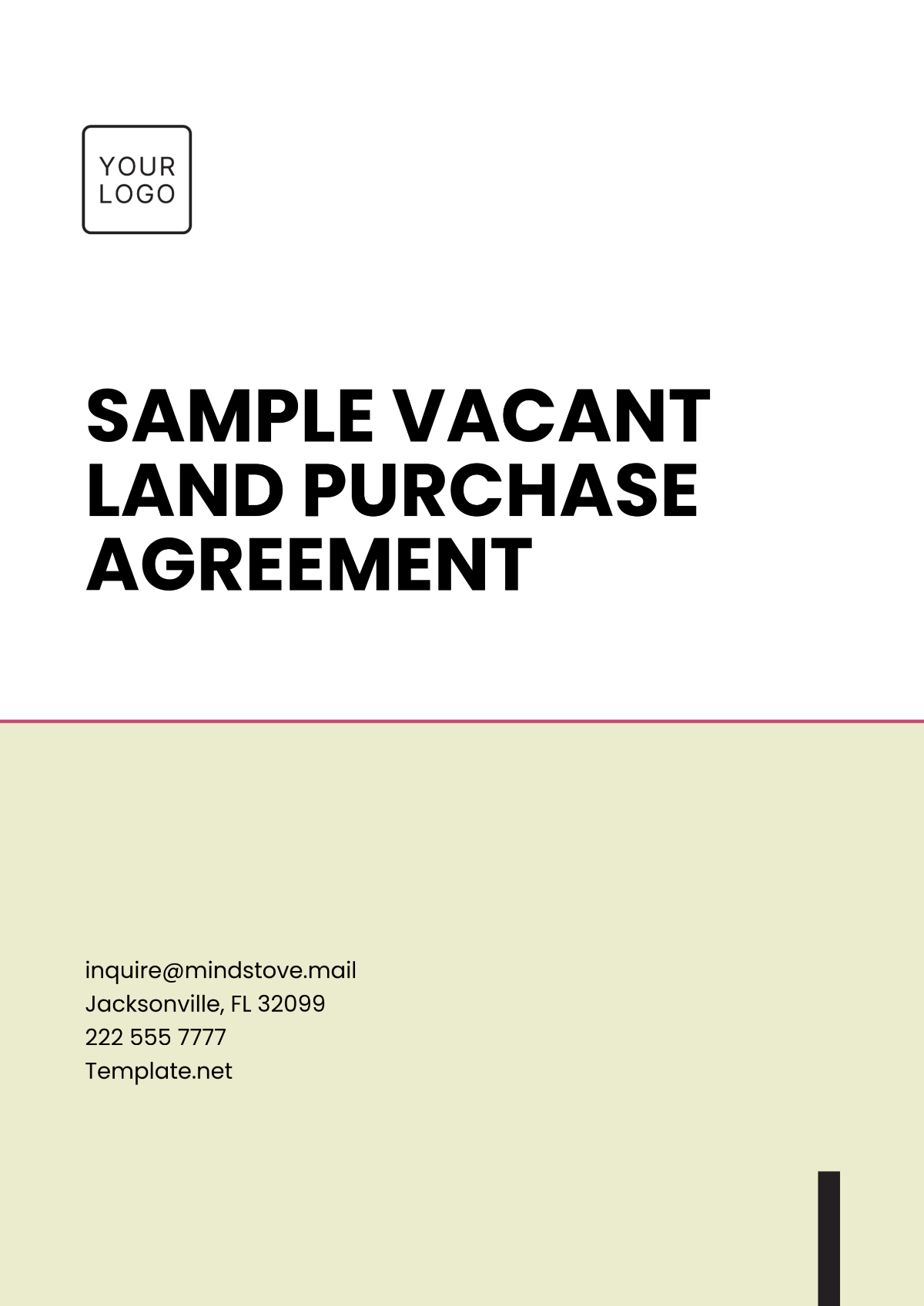 Free Sample Vacant Land Purchase Agreement Template