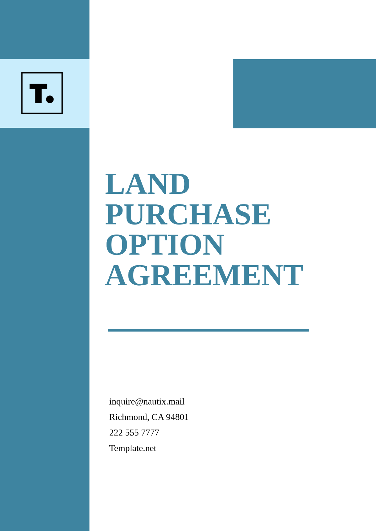 Free Land Purchase Option Agreement Template