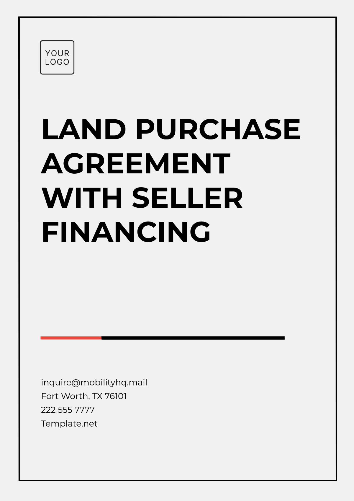 Free Land Purchase Agreement with Seller Financing Template