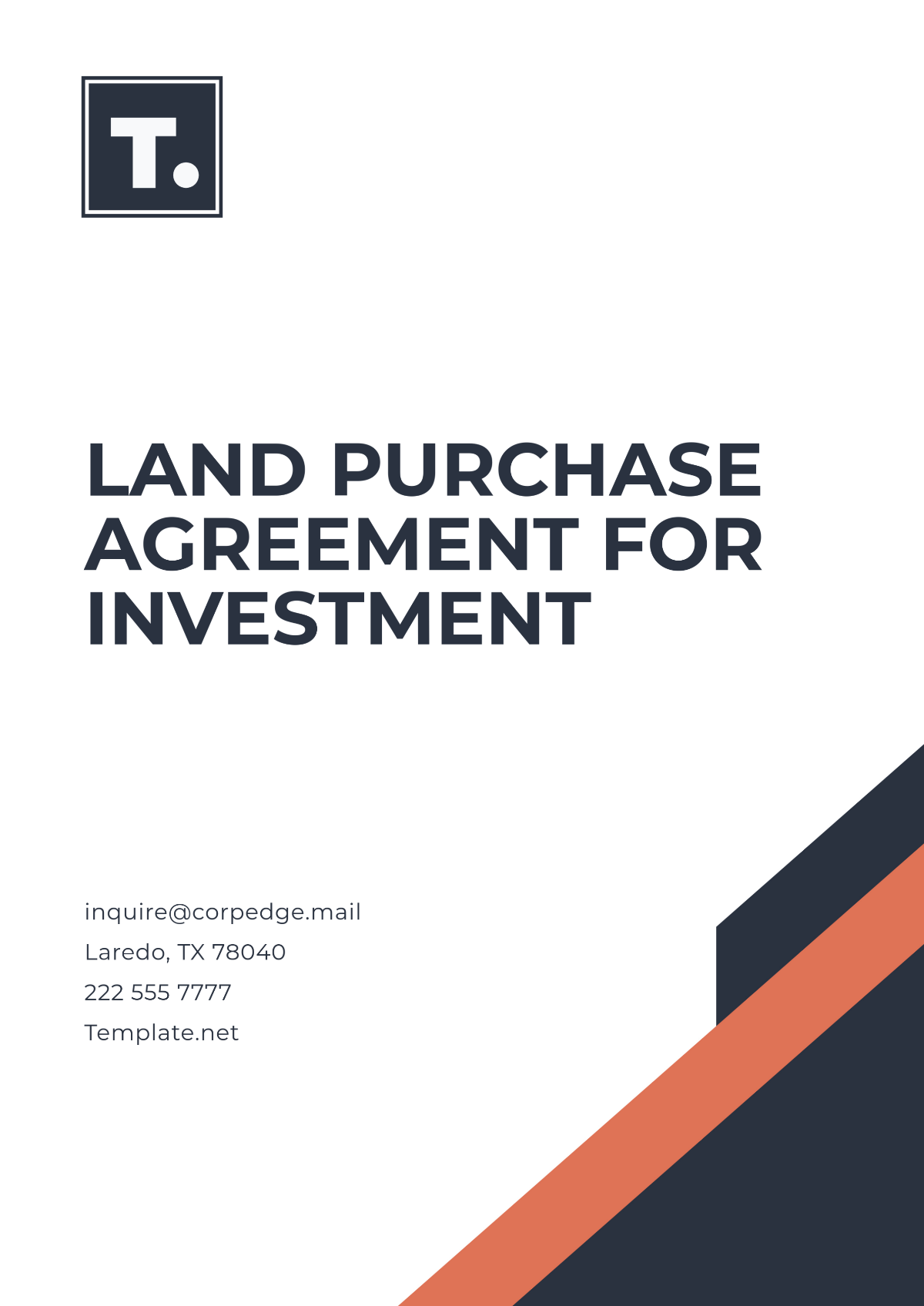 Free Land Purchase Agreement for Investment Template