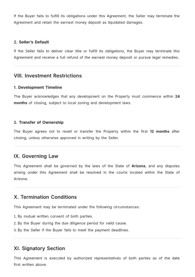 Free Land Purchase Agreement for Investment Template to Edit Online