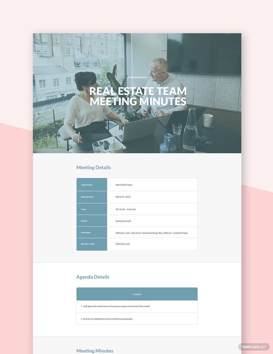 Real Estate Team Meeting Minutes Template