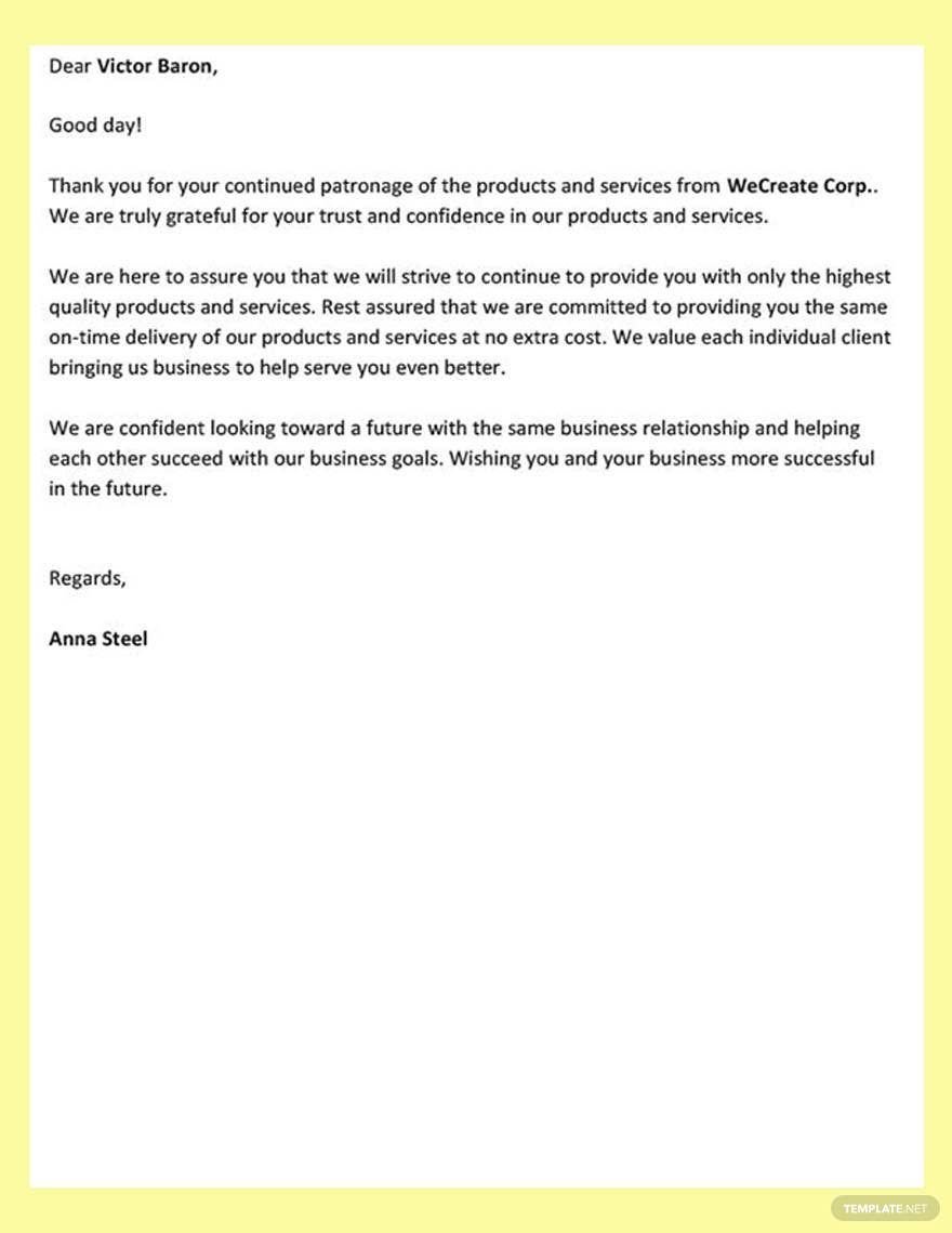 Sample Sales Letter to Customers
