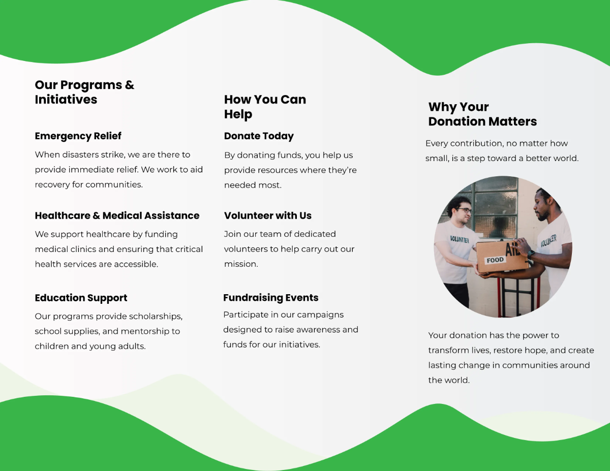 Free Donation Brochure Template to Edit Online