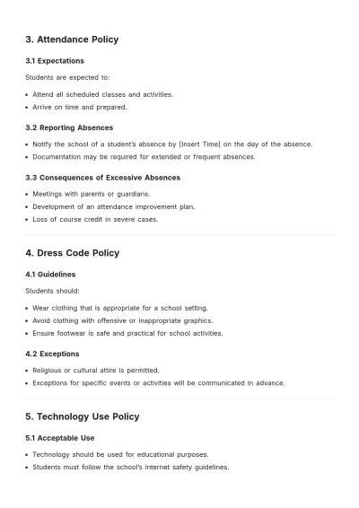 Free Printable School Policy Template to Edit Online