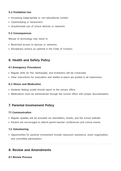 Free Printable School Policy Template to Edit Online