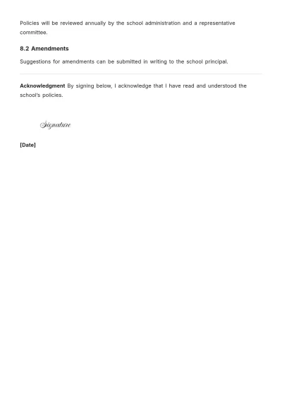 Free Printable School Policy Template to Edit Online