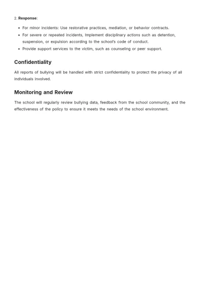 Free School Bullying Policy Template to Edit Online