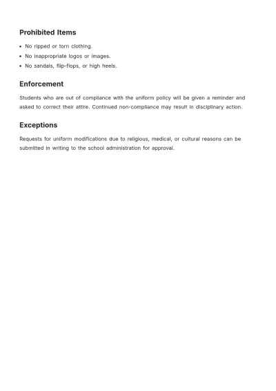 Free Simple School Uniform Policy Template to Edit Online
