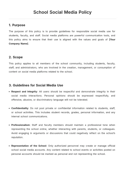 Free School Social Media Policy Template to Edit Online