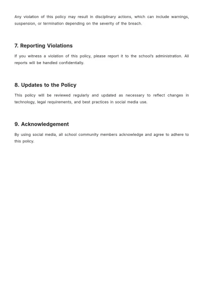 Free School Social Media Policy Template to Edit Online