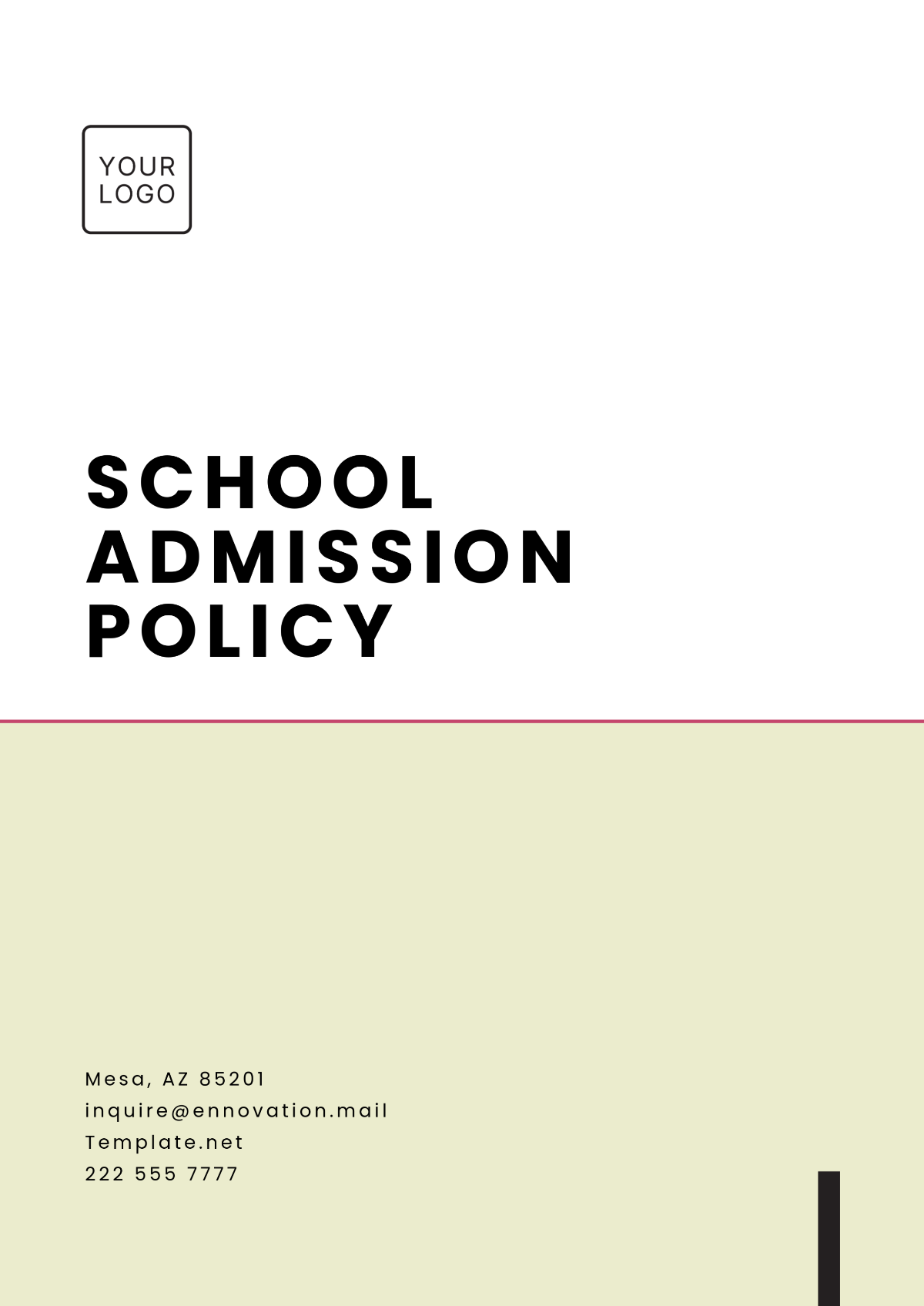 School Admission Policy Template - Edit Online & Download