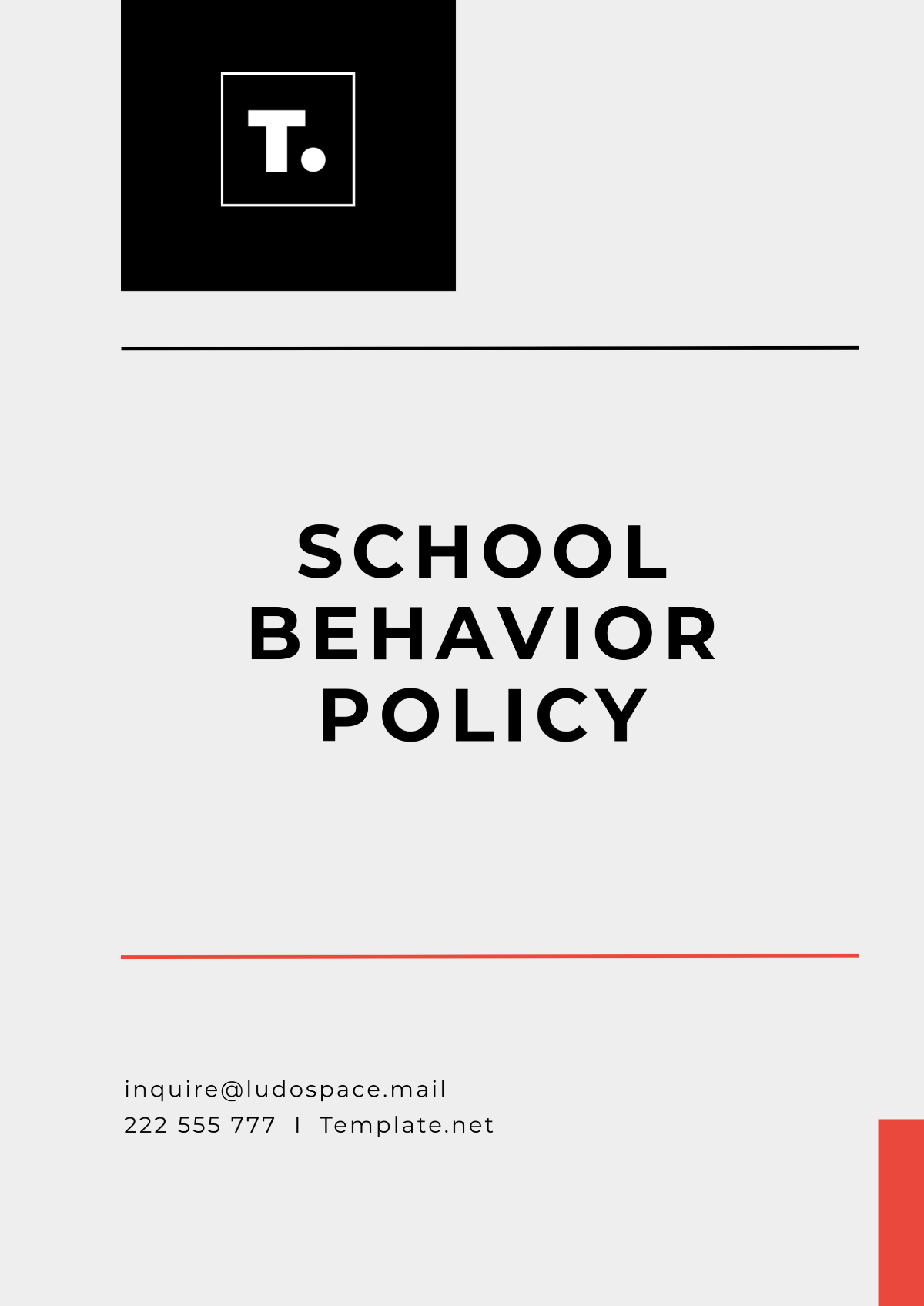 School Behavior Policy Template - Edit Online & Download