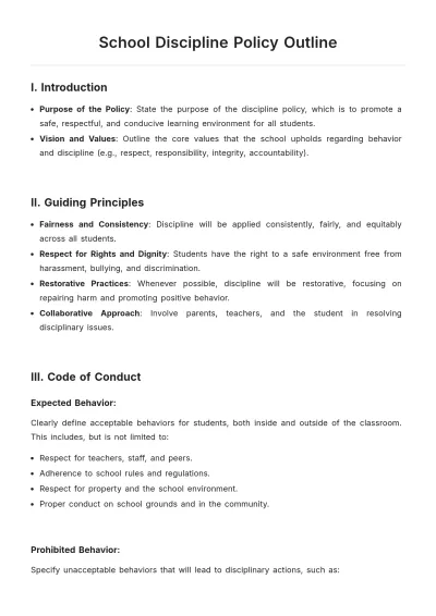 Free School Discipline Policy Outline Template to Edit Online