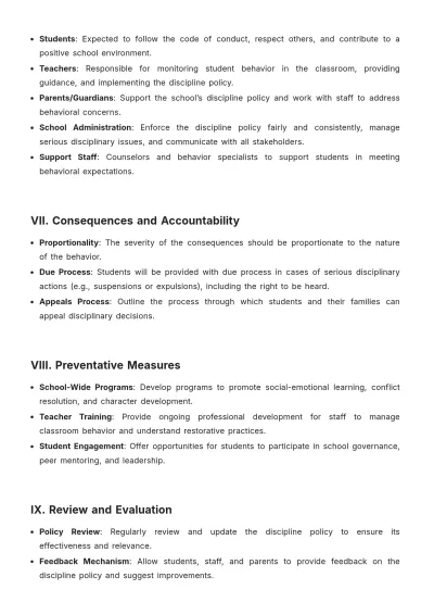 Free School Discipline Policy Outline Template to Edit Online