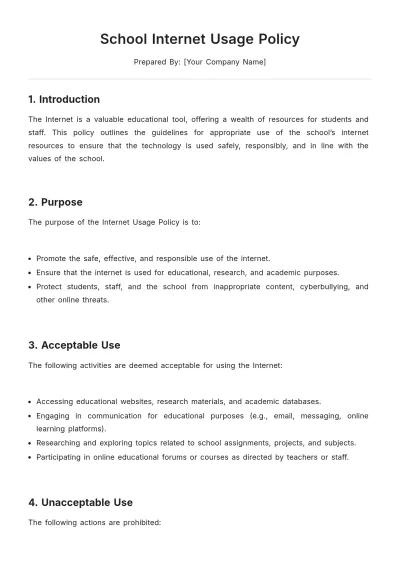 Free School Internet Usage Policy Template to Edit Online