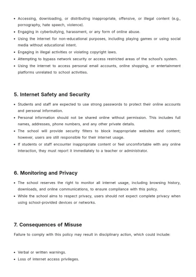 Free School Internet Usage Policy Template to Edit Online