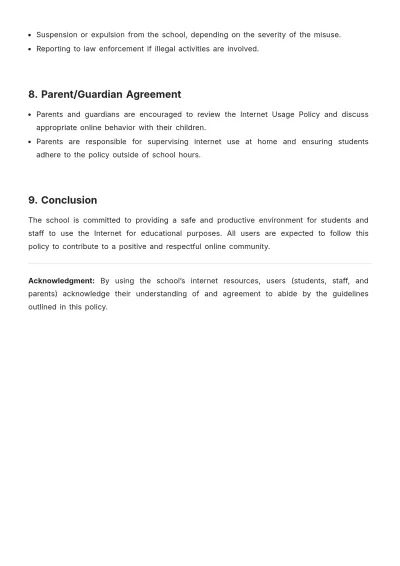 Free School Internet Usage Policy Template to Edit Online