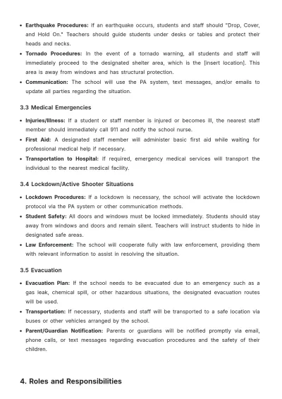 Free School Emergency Procedures Policy Template to Edit Online