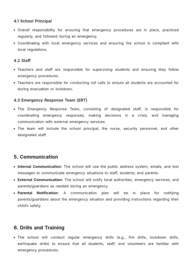 Free School Emergency Procedures Policy Template to Edit Online